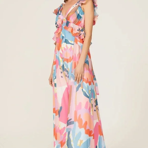 Anthropologie Hutch Rumi Colorful Floral Spring Brunch Maxi Dress Wedding M - Picture 2 of 8
